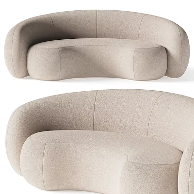 Modern Beige Multi Seater Sofa With Curved Design And Comfortable Fabric 3d model