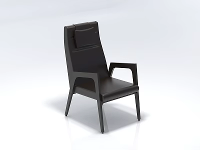 Black Leather Single Sofa With Modern Sleek Design And Armrest Backrest Thin Legs 3d model