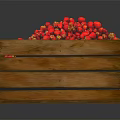 Fresh Red Strawberries Filled in Wooden Crate With Yellow Seeds On Dark Background