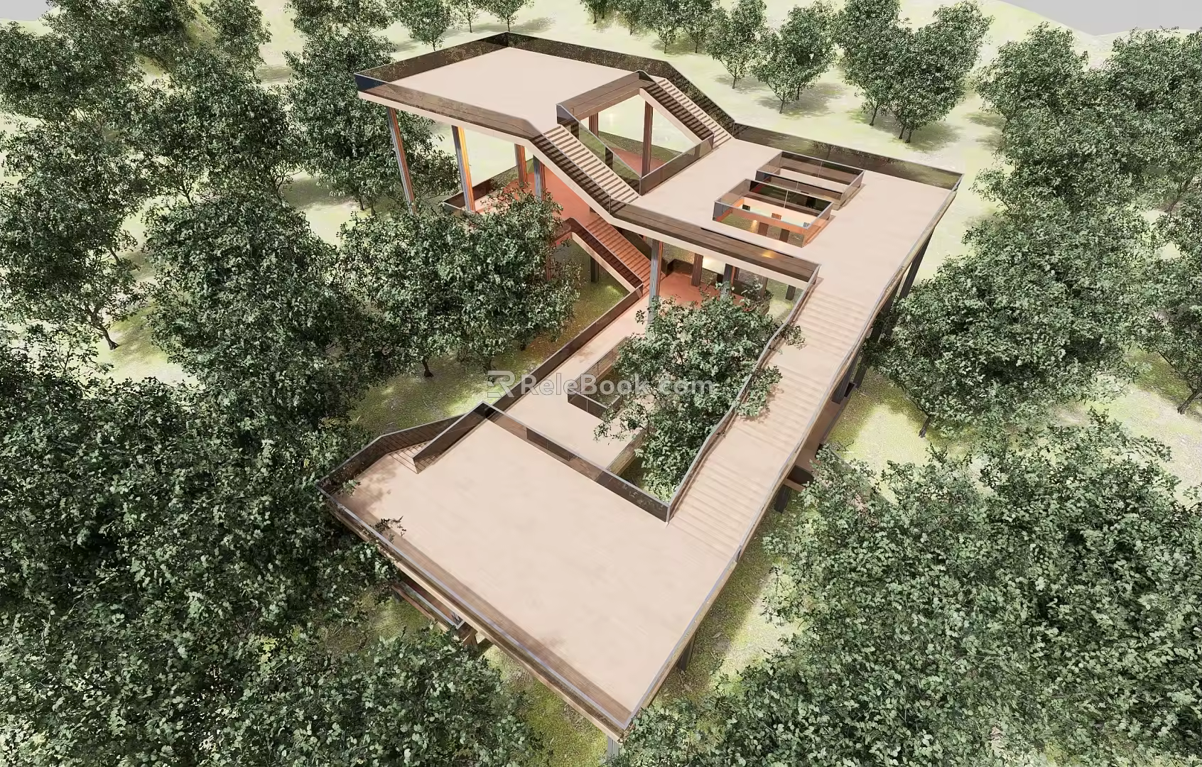 New Chinese Style Viewing Platform Landscape Platform Landscape Structure Mountain Viewing Platform 3d model