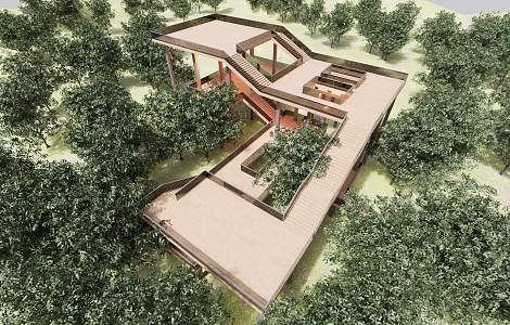 New Chinese Style Viewing Platform Landscape Platform Landscape Structure Mountain Viewing Platform 3d model