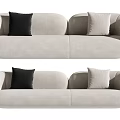 Elegant Beige Two Seater Sofa with Black and Beige Accent Pillows