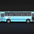 Blue City Bus With Number 419 License Plate X007 Modern Design And Open Doors