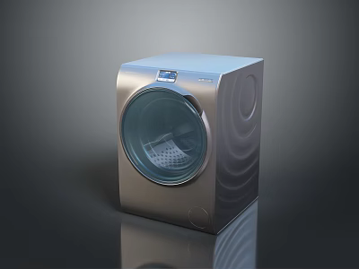 Sleek Silver Compact Desktop PC With Circular Transparent Panel And Control Interface 3d model