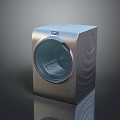 Sleek Silver Compact Desktop PC With Circular Transparent Panel And Control Interface