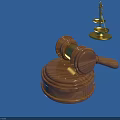 Durable Hardware Tools Wooden Mallet Placed On Wooden Base With Blue Background 3d model