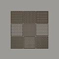 Square Perforated Panels With Various Patterns Arranged In Nine Grid On Light Gray Background 3d model