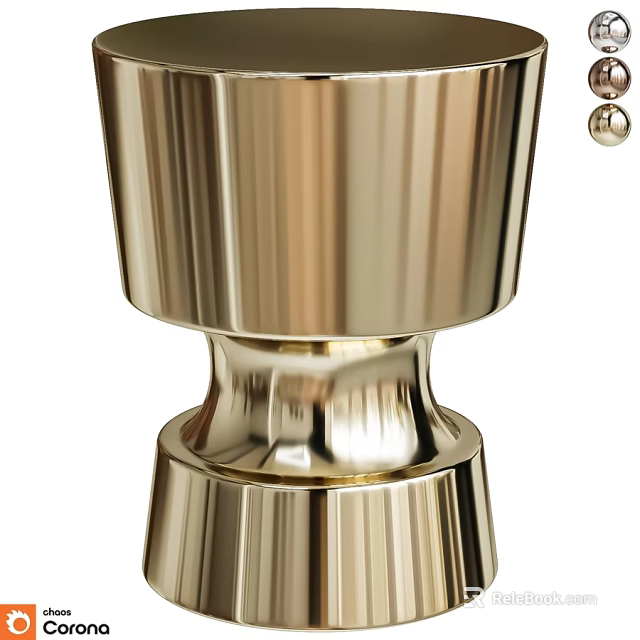 Premium Shiny Gold Fluted Metal Dining Table Base For Elegant Modern Dining Room Decoration 3d model 