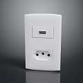White Modern Home Wall Socket With USB Port And Three Pin Socket For Daily Use 3d model