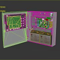 Computer Equipment Enclosure Open With Green Circuit Board And Internal Batteries 3d model