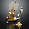 Vintage Golden Metal Hardware Tool With Precision Stand Scale Plate And Optical Mirror