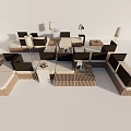 Modern Modular Outdoor Sofa With Beige Brown Woven Texture Side Tables And Plants