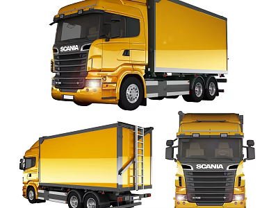 Yellow Scania Truck Displaying Different Angles Side Rear And Front Views 3d model