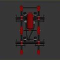 Industrial Mechanical Structure With Red Components And Black Frame Design