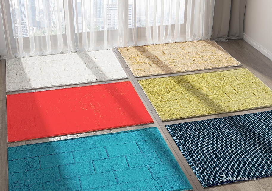 Colorful Square Rugs with Various Textures and Bright Colors for Home Decoration 3d model 