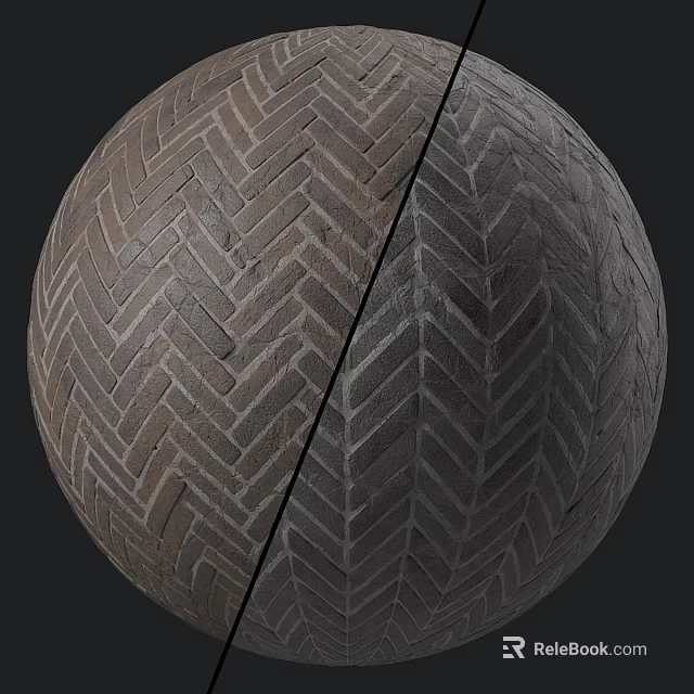 Component Featuring Two Herringbone Patterns In Brown And Gray Textured Material 3d model 