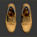 Stylish Yellow Work Boots With Laces And Orange Rubber Sole 3d model