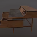 Classic Wooden Writing Desk with Spacious Desktop Multiple Drawers and Compartments 3d model