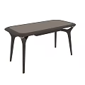 Modern Dining Table with Dark Brown Tabletop and Stylish Curved Legs Design 3d model