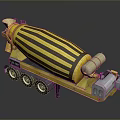 Yellow Black Striped Concrete Mixer Truck With Mixing Drum And Wheels