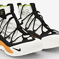 Nike High Top Shoes With White Black Orange Design And Unique Laces Thick Sole