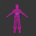 3D Character Model In Blue Costume With Lightning Symbol Standing Pose