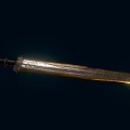 Medieval Sword With Patterned Steel Blade And Decorative Hilt Shiny Finish Dark Background