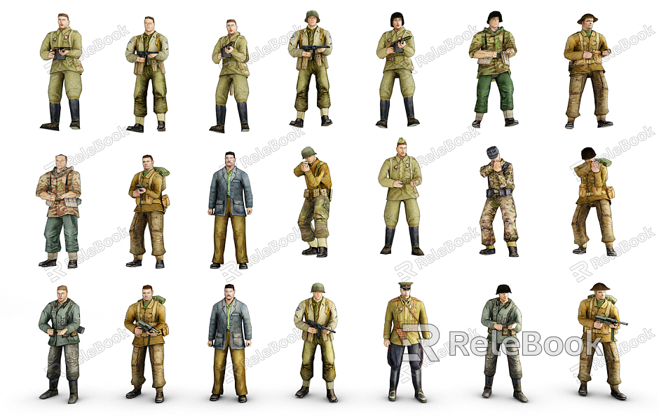 Modern Game Characters World War II Game Characters model