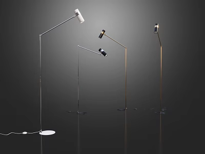 Modern Floor Lamps With Adjustable Arms And Sleek Metal Stands For Living Room Decor 3d model