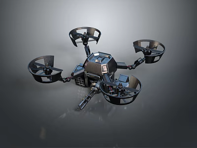 Professional Grade Compact Drone With Four Rotors And Black Body Design 3d model