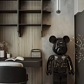 Modern Living and Dining Room Interior With Wooden Slat Wall Dark Sofa and Coffee Table