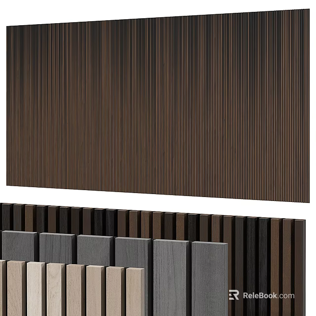 Vertical Striped Wooden Background Wall Design With Different Color Panel Options 3d model 