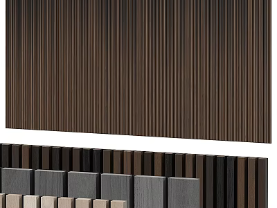Vertical Striped Wooden Background Wall Design With Different Color Panel Options 3d model