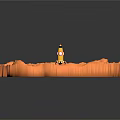 Detailed Orange Planetary Surface With Small Rover In Space Exploration Mission