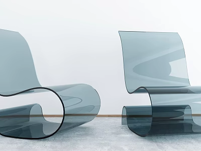Transparent Leisure Chairs With Modern Curved Acrylic Design For Contemporary Living Spaces 3d model