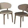 Modern Single Chair With Wooden Frame And Light Fabric Upholstered Seat