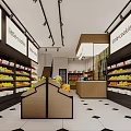 Bright Modern Fruit Shop Interior With Tidy Fresh Fruit Displays And Comfortable Shopping Space