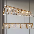 Elegant Modern Rectangular Glass Chandelier With Metal Frame And Multiple Lights 3d model