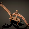 Traditional Agricultural Equipment With Wooden Frame And Metal Plowshare Design