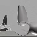 Modern Sleek Design Chair With Curved Shape Against Gray Wall And Floor Lamp