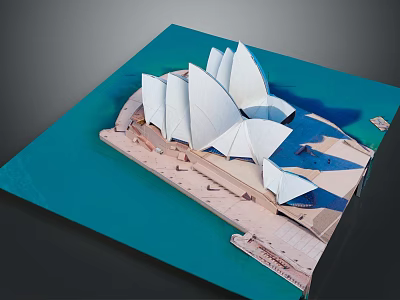 Cultural Center Building With Iconic Sail Like White Roofs And Waterfront Architectural Design 3d model
