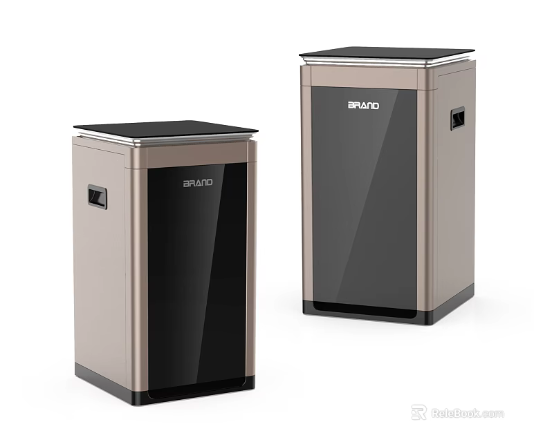 RUVO Modern Refrigerators And Freezers With Black Top Metallic Body Glass Door Design 3d model 