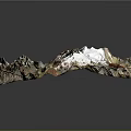 Detailed Artistic 3D Mountain Sculpture With Snowy Peak And Colorful Textured Design