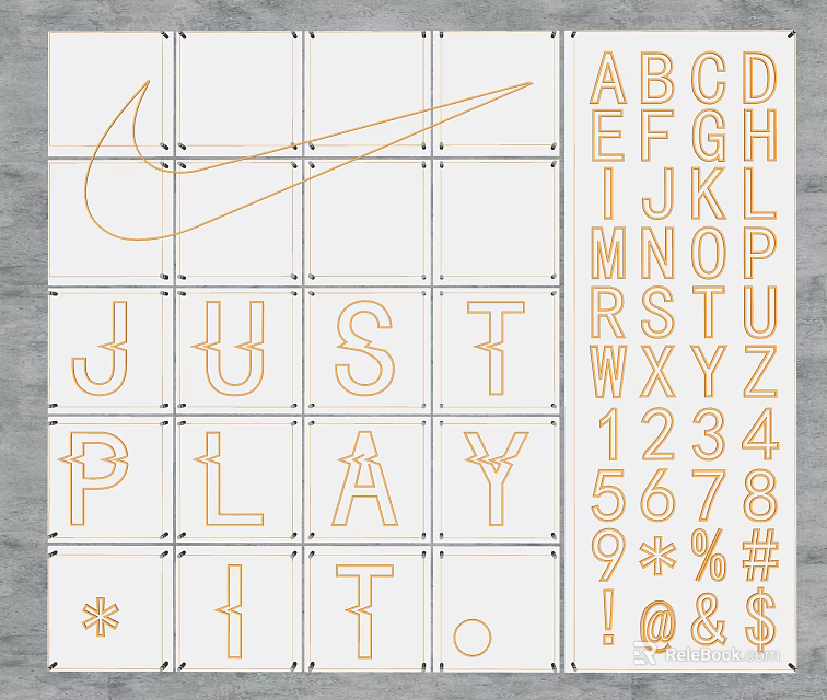 Commercial Stencil Design Tool With Alphabet Numbers And Symbols For Business Use 3d model 