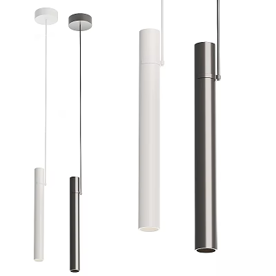 Stylish Modern Cylindrical Pendant Lights With White Black Finishes For Interior Decor 3d model