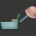 Open Blue Suitcase Containing Daily Necessities Pink Hat Green Checkered Cloth