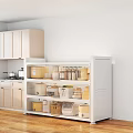 Modern Kitchen Interior Featuring White Cabinets And Open Storage Shelves