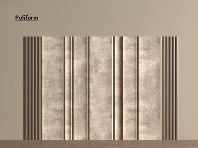 Neutral Toned Modern Poliform Background Wall With Vertical Striped Fabric Design 3d model