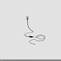 Black Cable Plugged Into Power Outlet On White Background With Coiled Wire On Floor