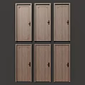 Set of Six Wooden Hinged Doors with Wood Grain Design and Classic Handles